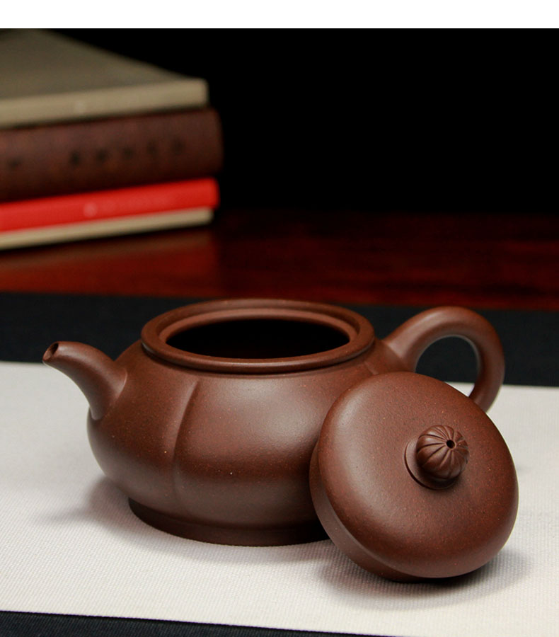 廠家直銷宜興紫砂壺泡茶壺名家純手工中式茶具原礦老紫泥菊囊壺
